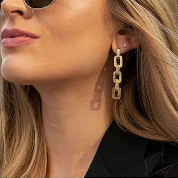 Eddie Borgo Supra Link 12K Gold Link Earrings. New! NWT - Picture 1 of 6
